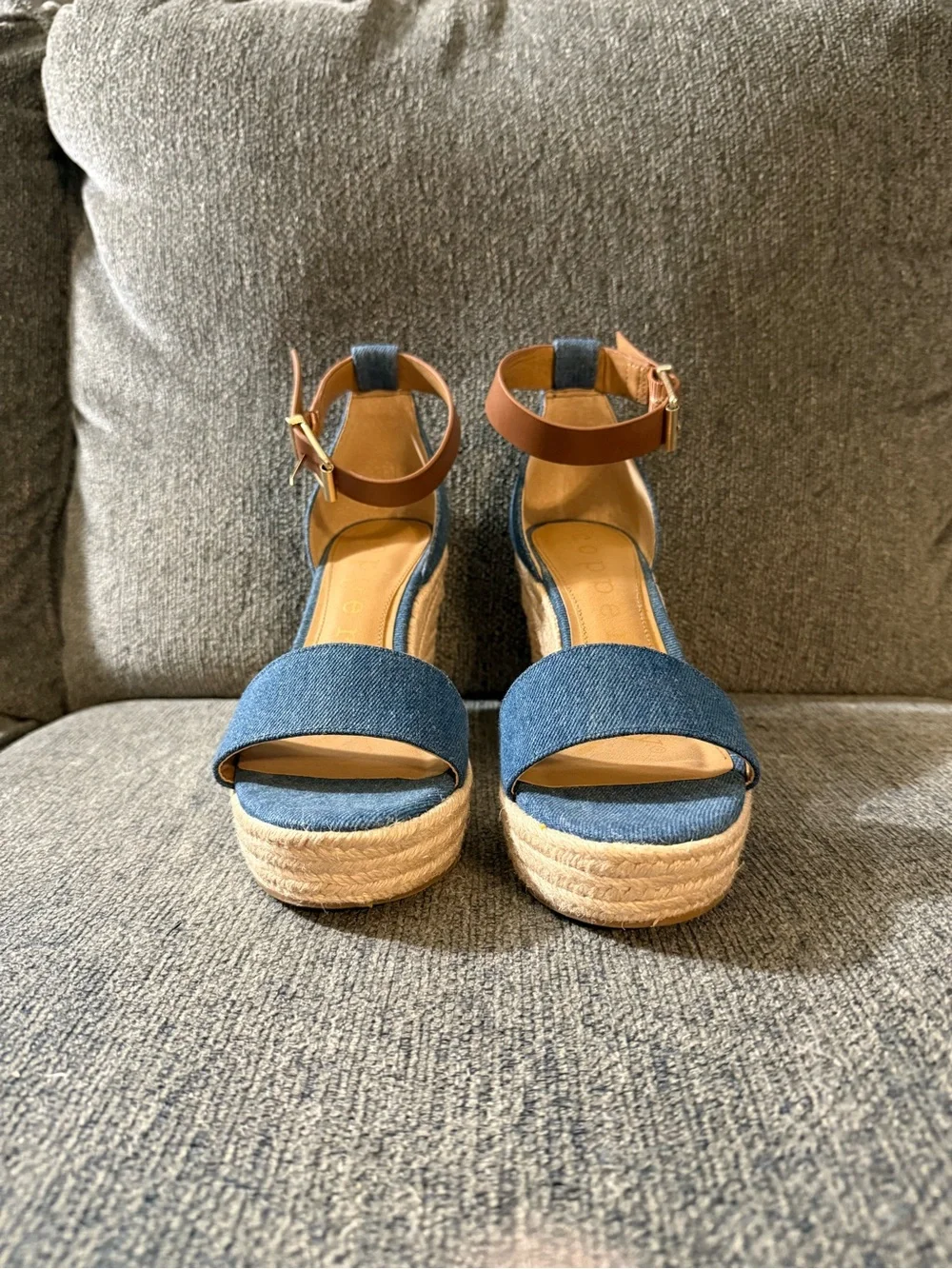 NWOT-Copper Key Denim Blue Espadrille Wedge Sandals